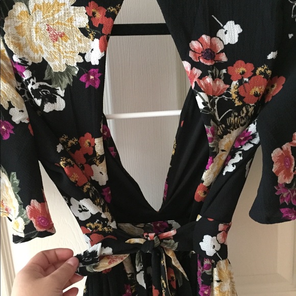 Boho floral print deep v maxi romper - Picture 4 of 4